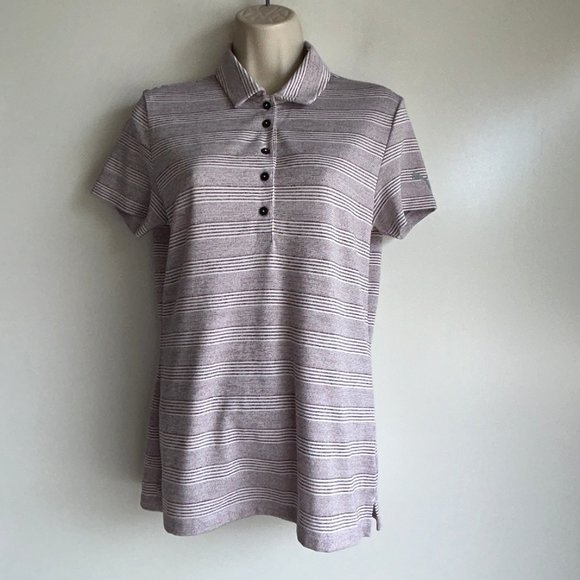 NEW ~ PUMA GOLF White & Purple Striped Dry Cell Polo Shirt Size Small - Picture 1 of 12